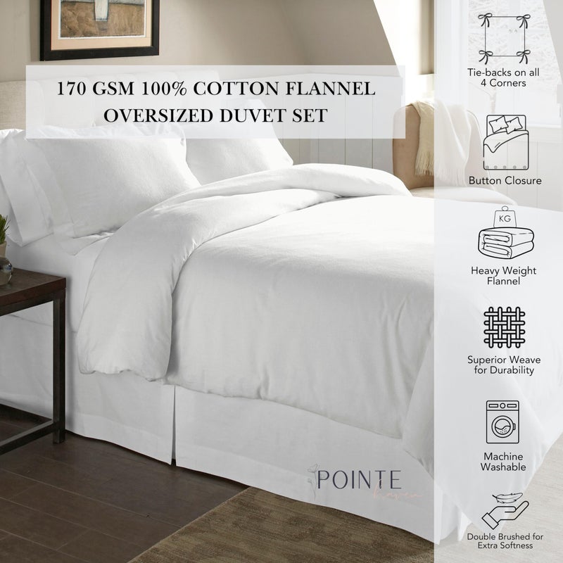 Pointehaven Flannel Oversized Duvet Set, King, Sage Plaid - Image 3